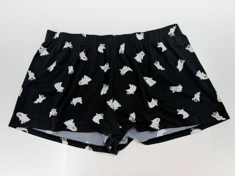 Unbranded Womens Pajama Shorts Size Large Black Ghosts Halloween PJ Shorts